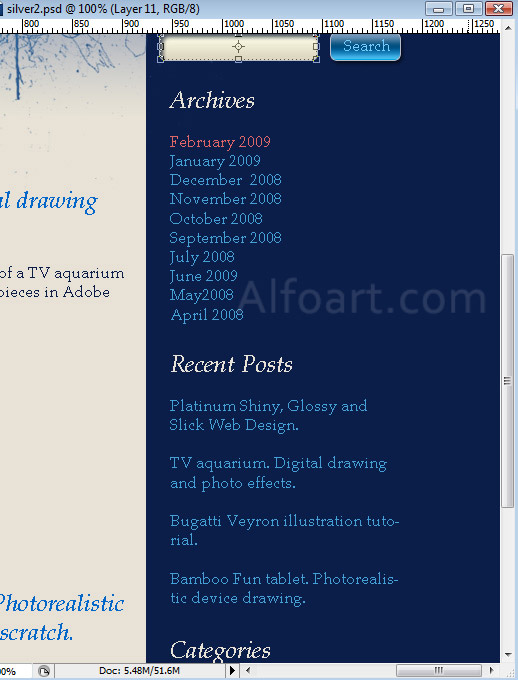 Glossy and creative art blog web design, splatters, splashes, paint brushes.